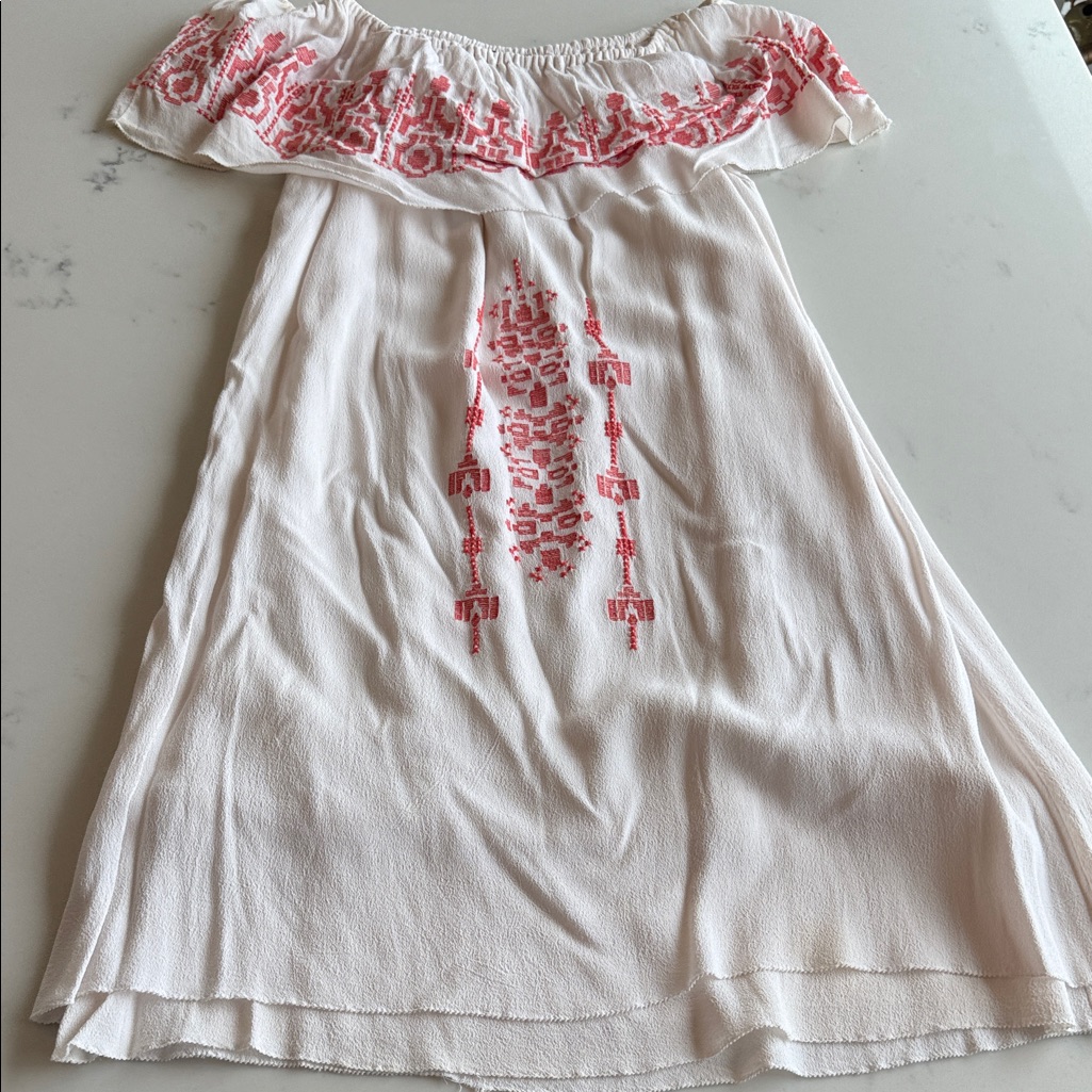 Sanctuary White Off-Shoulder Dress With Embroidery